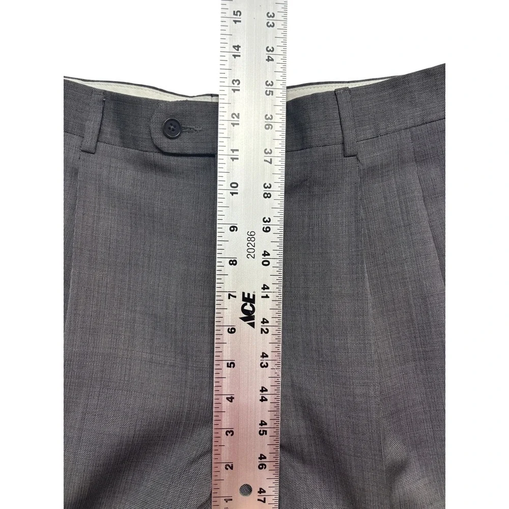 vtg Zanieri Italy 40R 34x29 Gray Micro Check 2pc Pant Suit Pleated High Waisted